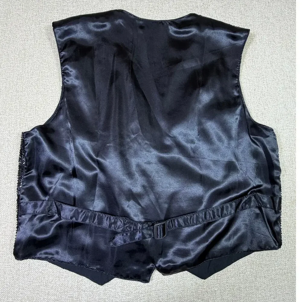 Vintage JC Women's XXL Black Handmade Sequin Cowboy Button Front Western Vest - Picture 2 of 8